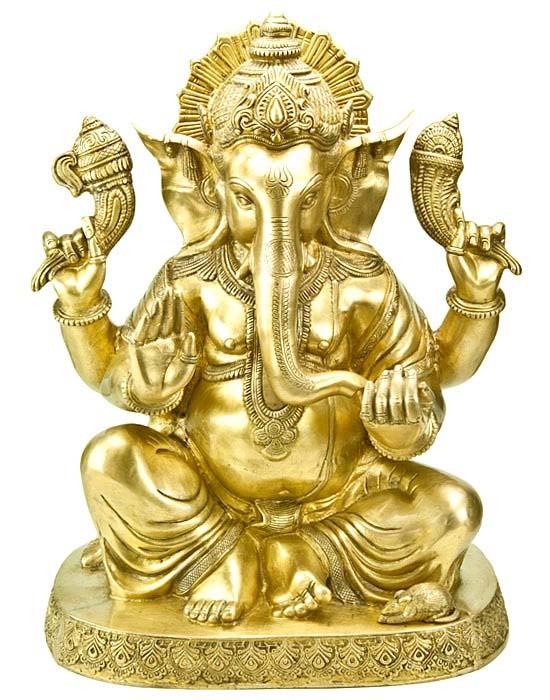 Lord Ganesh Sitting on Oval Base - 21"H, 15"W