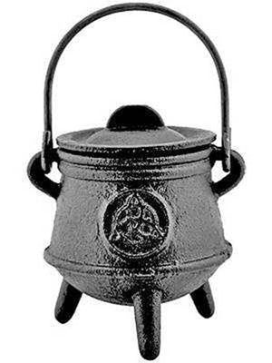 Triquetra Cast Iron Cauldron with Lid - 4.5"H, 3"D