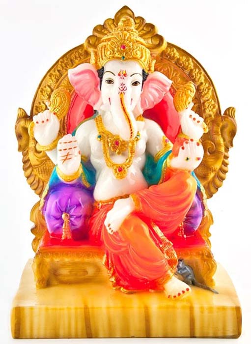 Lord Ganesh Fiberglass Statue - 10"H