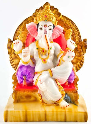 H Lord Ganesh in White Fiberglass Statue - 10"H