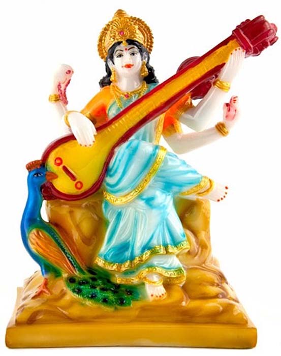 Goddess Saraswati Fiberglass Statue - 8"H