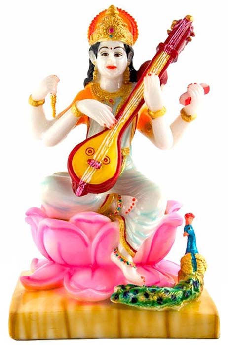 Goddess Saraswati Fiberglass Statue - 11"H