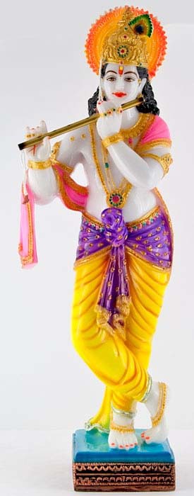 Lord Krishna Fiberglass Statue - 26"H