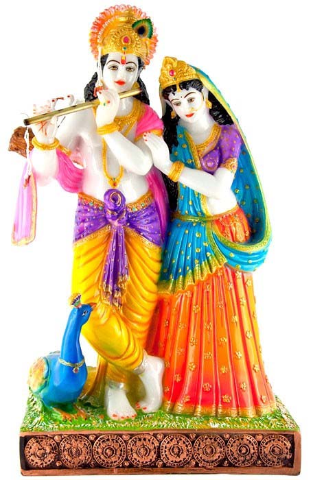 Radha and Krishna Fiberglass Statue - 25"H