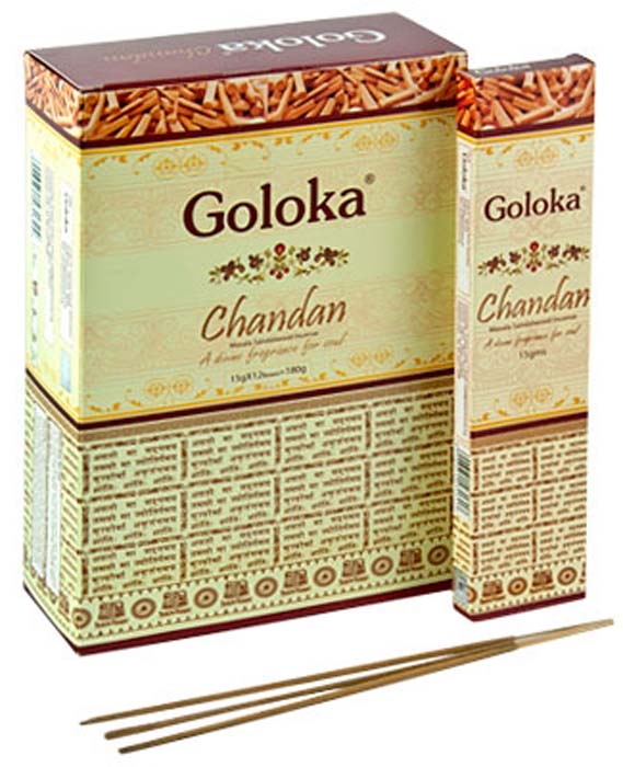 Goloka Chandan (Sandal) Incense - 15 Gram Pack (12 Packs Per Box)