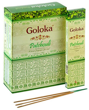 Goloka Patchouli Incense - 15 Gram Pack (12 Packs Per Box)