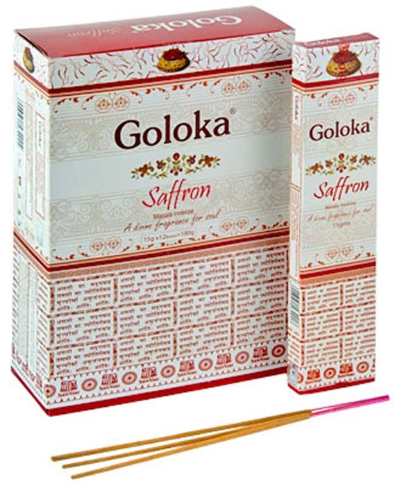 Goloka Saffron Incense - 15 Gram Pack (12 Packs Per Box)