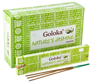 Goloka Nature's Jasmine Incense - 15 Gram Pack (12 Packs Per Box)