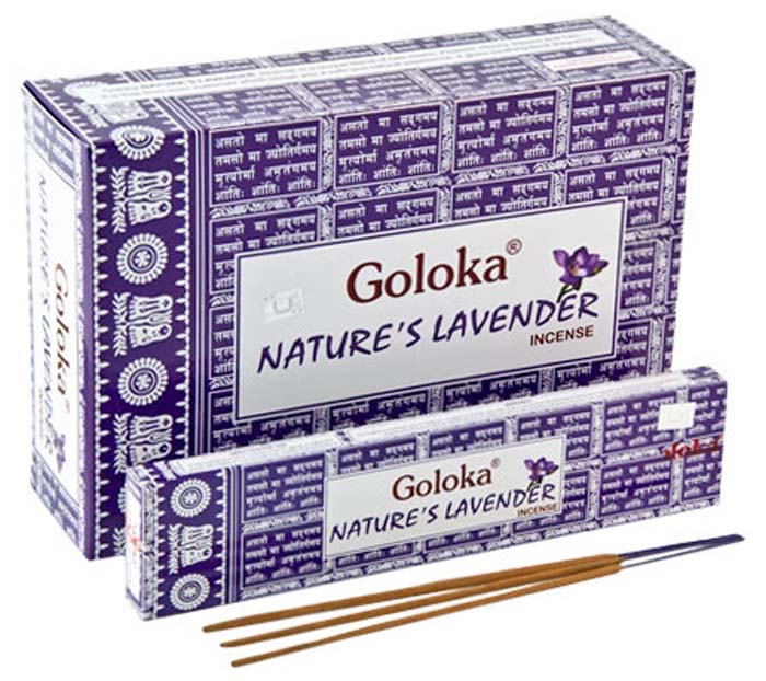 Goloka Nature's Lavender Incense - 15 Gram Pack (12 Packs Per Box)