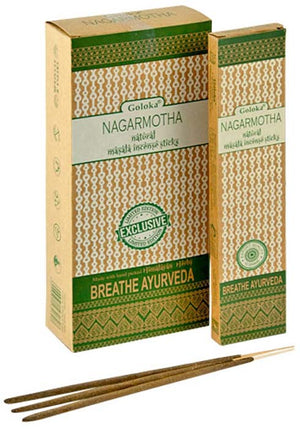 Goloka Nagarmotha Natural Masala Incense - 15 Gram Pack (6 Packs Per Box)
