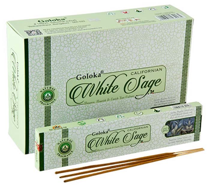 Goloka White Sage Incense - 15 Gram Pack (12 Packs Per Box)