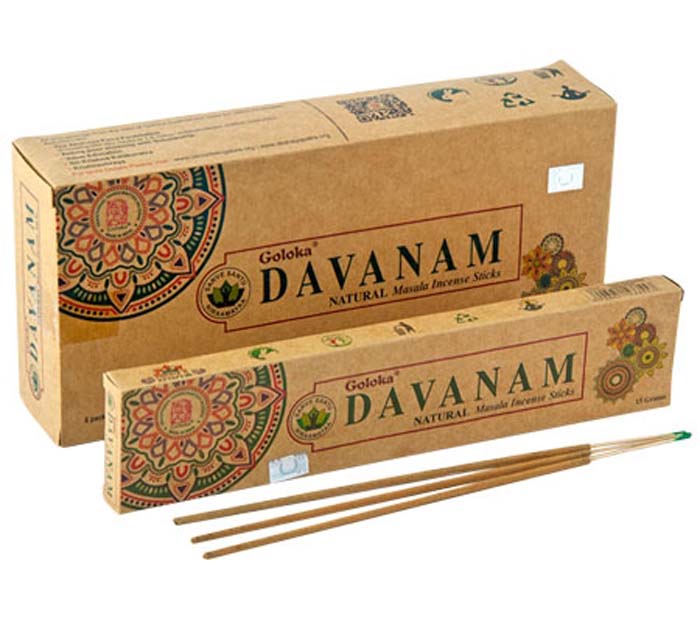 Goloka Organika Davanam Incense - 15 Gram Pack (6 Packs Per Box)