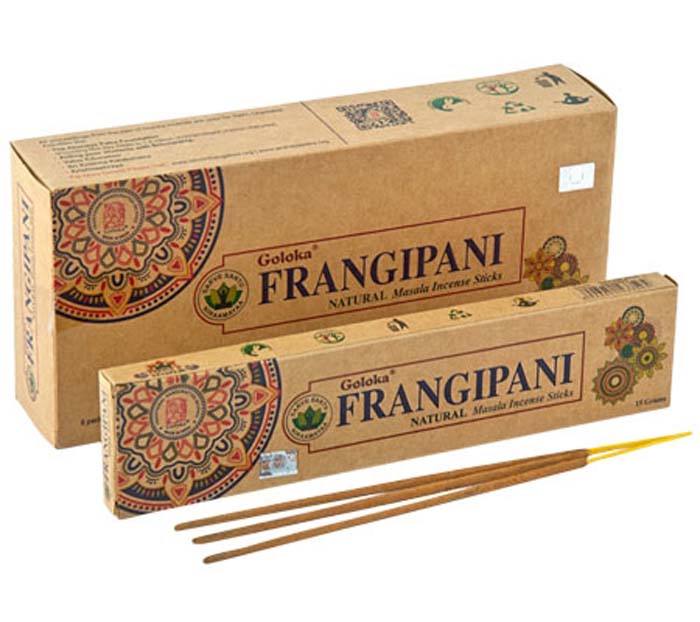 Goloka Organika Frangipani Incense - 15 Gram Pack (6 Packs Per Box)