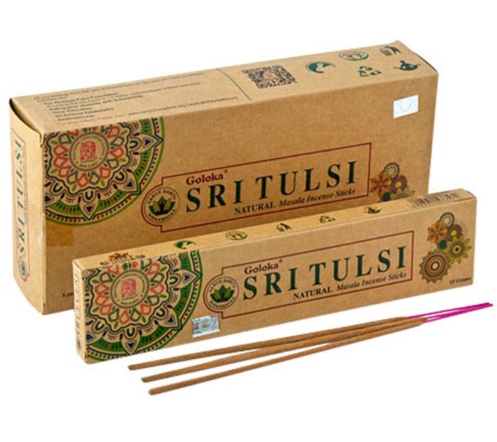 Goloka Organika Sri Tulsi Incense - 15 Gram Pack (6 Packs Per Box)
