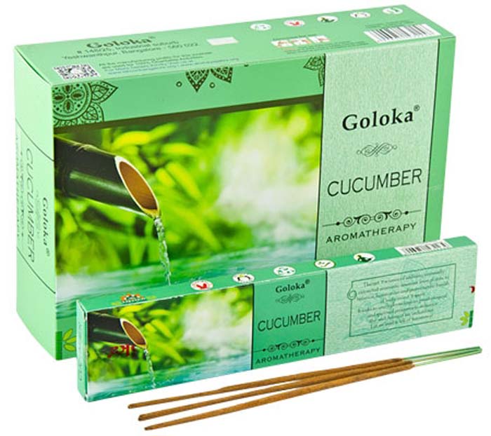 Goloka Aroma Cucumber Incense - 15 Gram Pack (12 Packs Per Box)