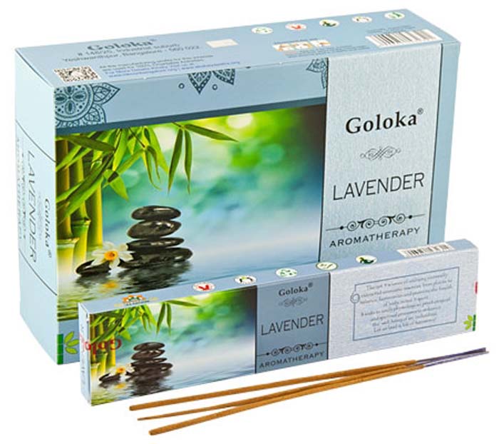 Goloka Aroma Lavender Incense - 15 Gram Pack (12 Packs Per Box)