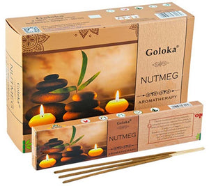 Goloka Aroma Nutmeg Incense - 15 Gram Pack (12 Packs Per Box)
