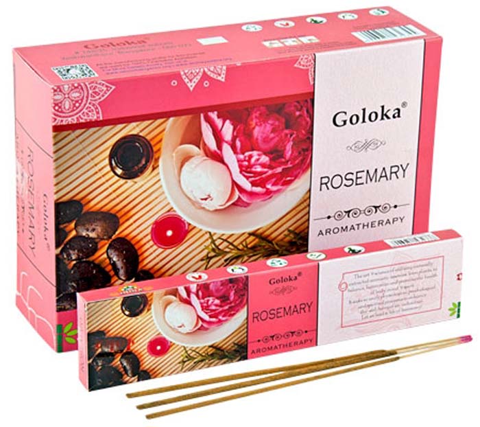 Goloka Aroma Rosemary Incense - 15 Gram Pack (12 Packs Per Box)