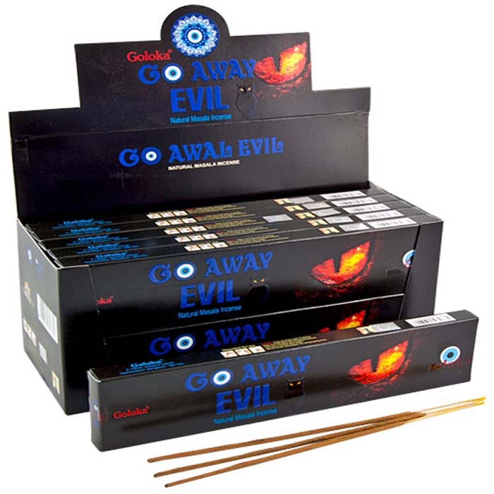 Goloka Go Away Evil Incense - 15 Gram Pack (12 Packs Per Box)