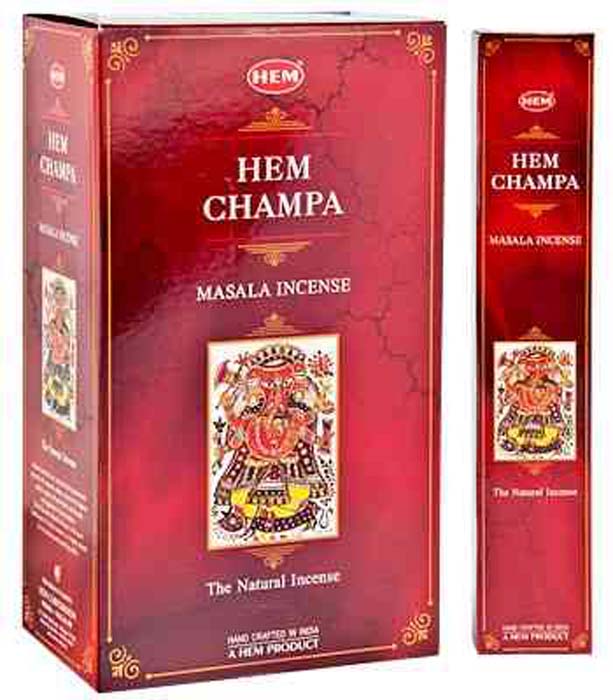 Hem Champa Masala Incense - 15 Gram Pack (12 Packs Per Box)