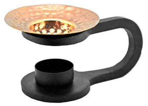 Aroma Lamp Cast Iron with Copper Bowl - 3"H, 6"L