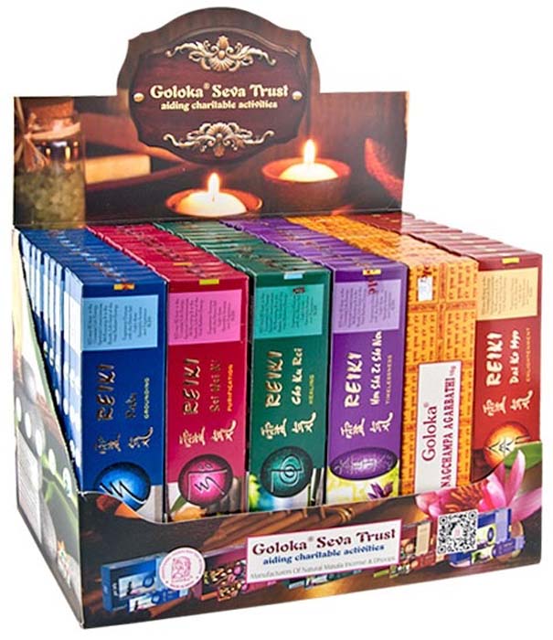 7 Goloka Reiki Series Incense Display Set - 72 Packs