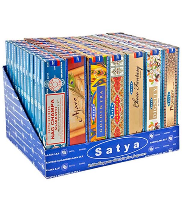 *15 Gram Satya Assorted + Nag Champa Incense Display Set - 84 Packs