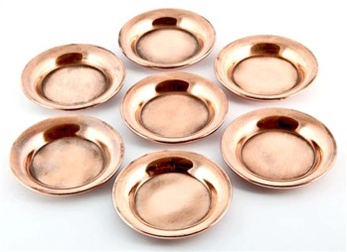 7 Pieces Tibetan Copper Offering Plate Set - 4"D
