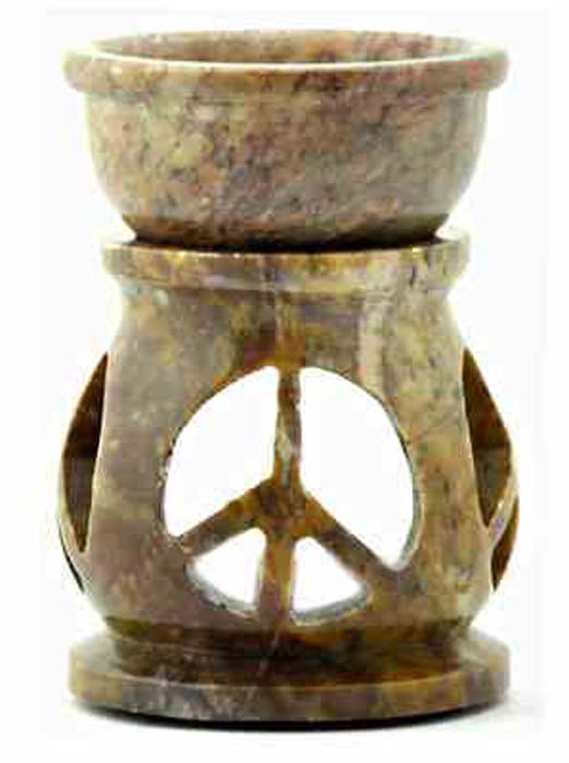 *3 Peace Sign Carved Aroma Lamp - 3.5"H