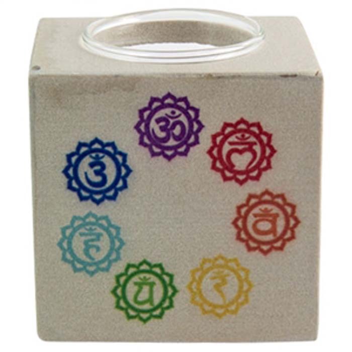 *Seven Chakra Sandstone Aroma Lamp - 4"x3.25"x4.5"