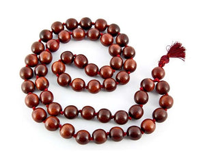 54 Beads Red Sandalwood Prayer Mala Superfine Knotted - 14mm