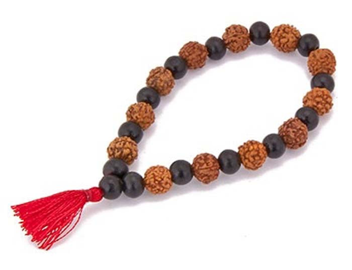 Rudraksha with Ebonywood Stretch Bracelet - Sold as as Set of  2