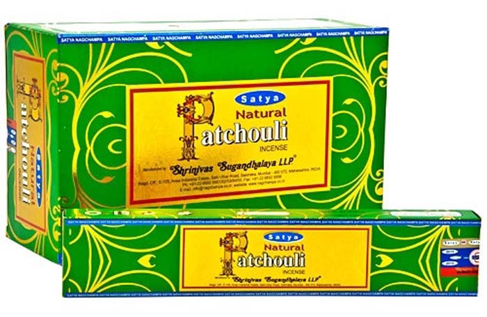 Satya Natural Patchouli Incense - 15 Gram Pack (12 Packs Per Box)