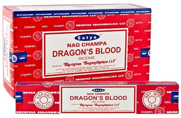 Satya Dragons Blood Incense - 15 Gram Pack (12 Packs Per Box)