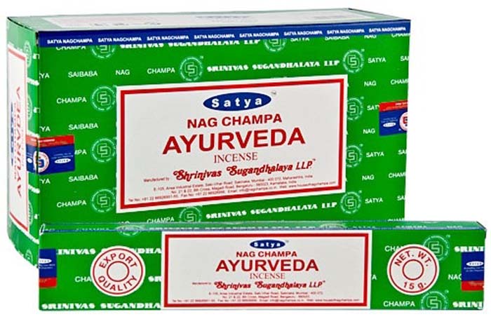 Satya Ayurveda Incense - 15 Gram Pack (12 Packs Per Box)
