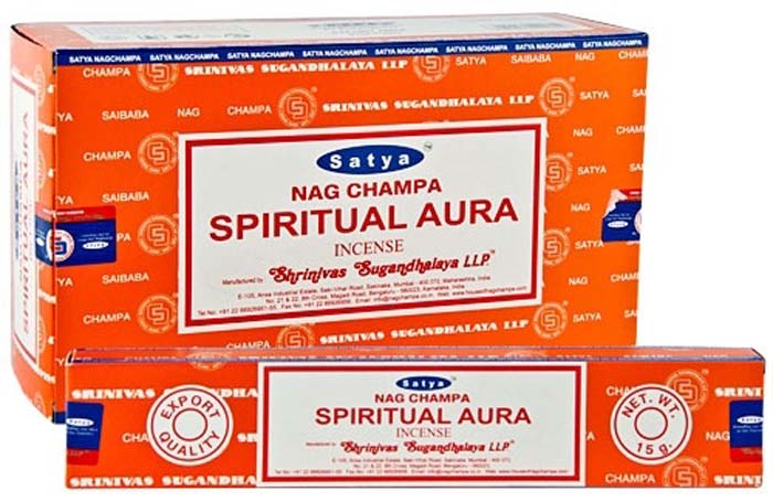 Satya Spiritual Aura Incense - 15 Gram Pack (12 Packs Per Box)