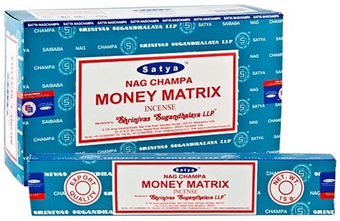 Satya Money Matrix Incense - 15 Gram Pack (12 Packs Per Box)