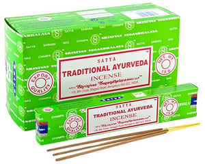 Satya Traditional Ayurveda Incense - 15 Gram Pack (12 Packs Per Box)