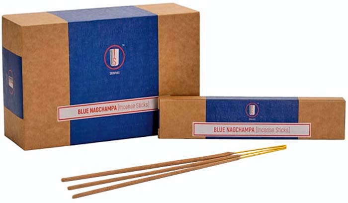 Srinivas Blue Nag Champa Incense - 15 Gram Pack (12 Packs Per Box)