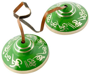 Tibetan Mantra Cymbal In Green - 3"D