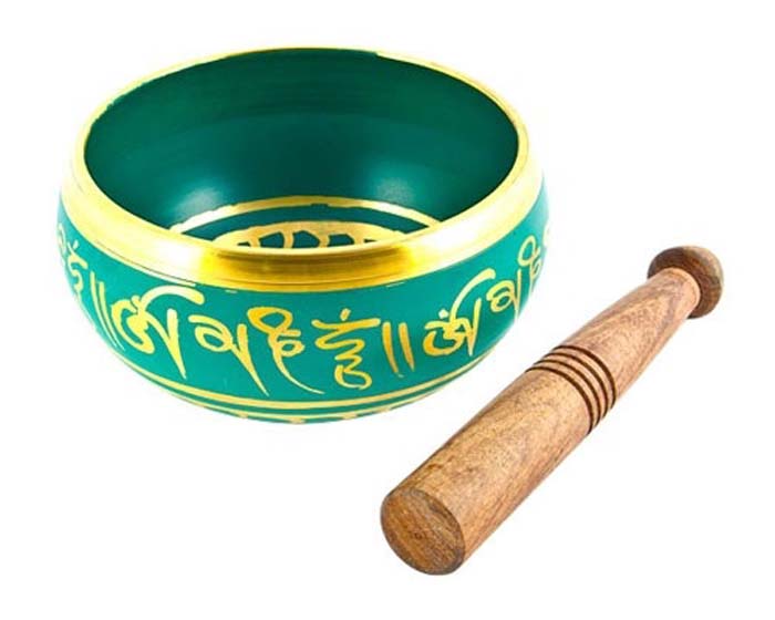 GREEN TIBETAN MEDITATION SINGING BOWL - 6"D