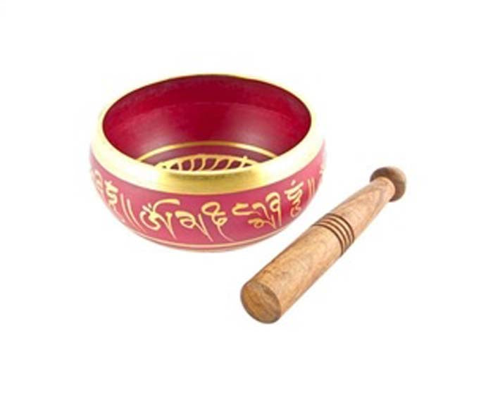 Red Tibetan Meditation Singing Bowl - 4"D