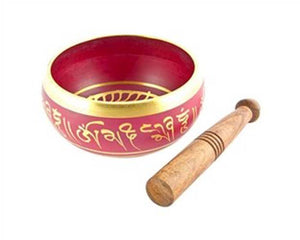 Red Tibetan Meditation Singing Bowl - 5"D