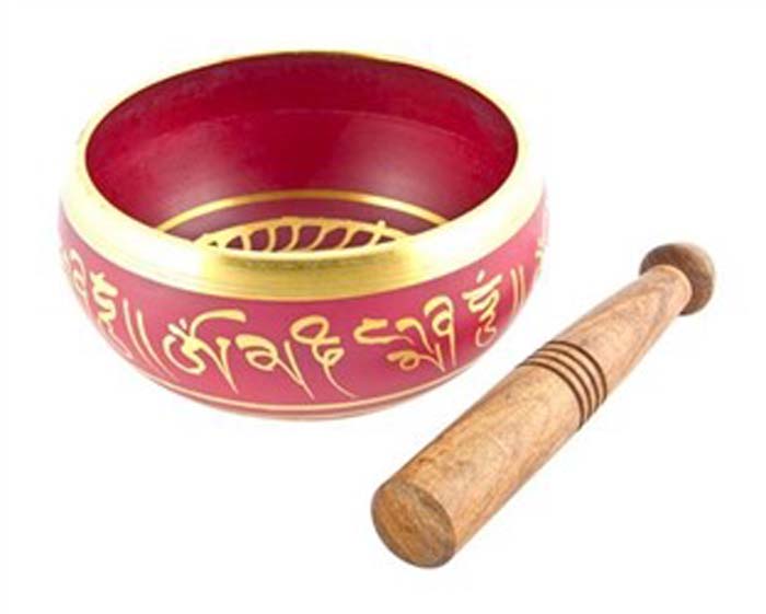 Red Tibetan Meditation Singing Bowl - 6"D