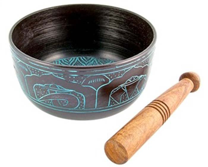 Blue Lord Buddha Tibetan Meditation Singing Bowl - 7"D