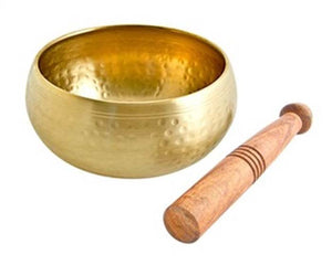 Hand Hammered Brass Tibetan Meditation Singing Bowl - 6"D