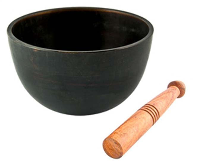 Plain Tibetan Meditation Tibetan Singing Bowl Black Finish - 5"D