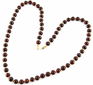 8mm Red Sandal + 3mm White Sandal Necklace - 24"