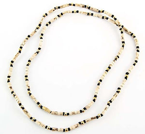 3mm Tulasiwood with Black & Gold Neck Beads - 32"L