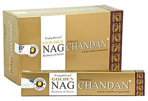 Golden Nag Chandan (Sandal) Incense - 15 Gram Pack (12 Packs Per Box)